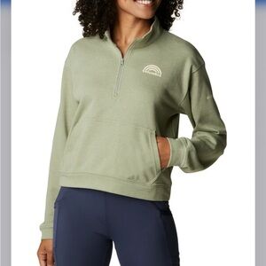 Sage green Columbia quarter-zip sweatshirt